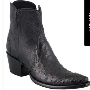 Stallion Women's Ostrich and Caiman Zorro Ankle Boots - Black cowgirl boots